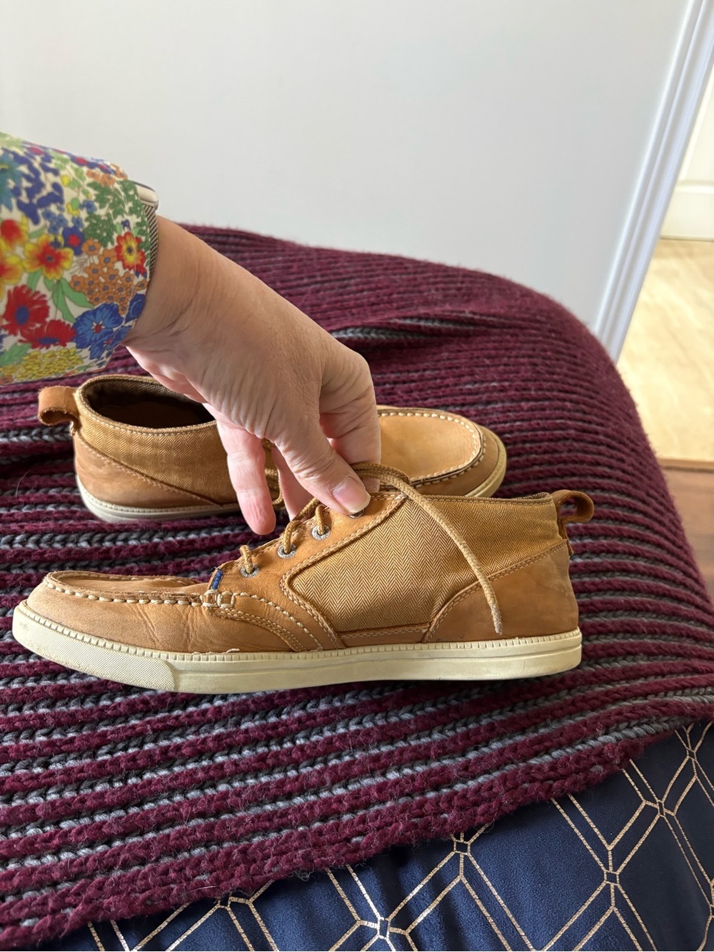 Timberland Men’s Tan Leather & Canvas Chukka Sneakers - Picture 9 of 15